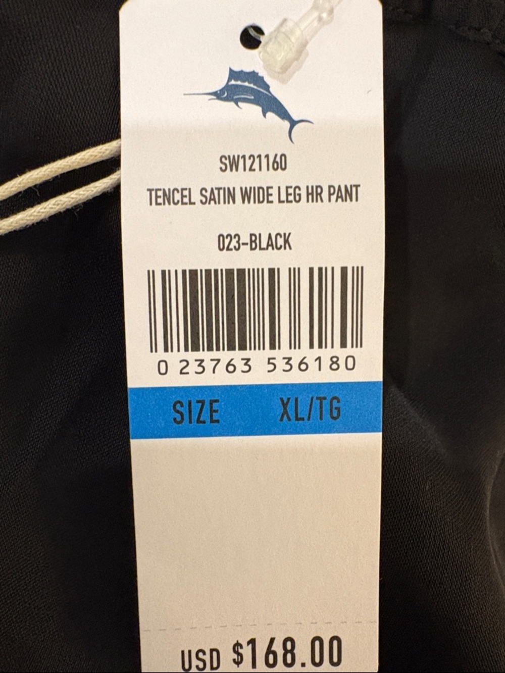 NWT [Tommy Bahama] Black Tencel Satin Drawstring Wide-Leg Pants Women’s XL - Picture 11 of 12